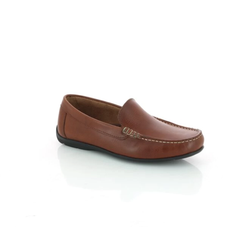 Kevin Men's Cognac Leather Cypres Loafers - Handcrafted Moccasin Style Slip-On Shoes
