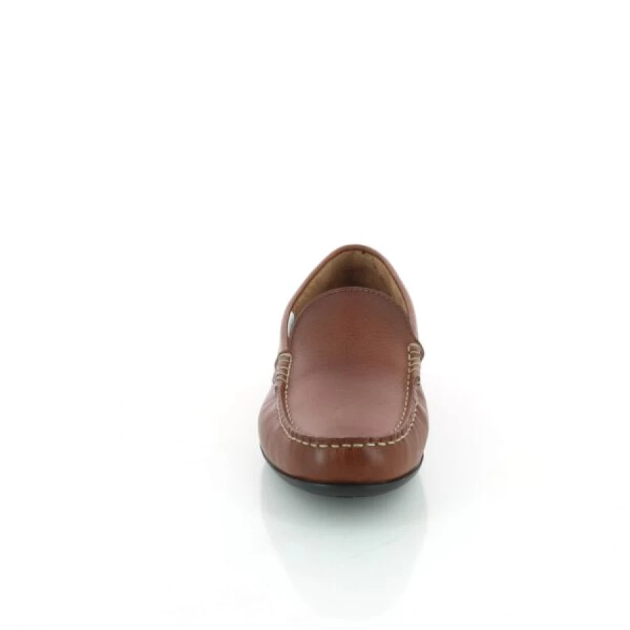 Kevin Men's Cognac Leather Cypres Loafers - Handcrafted Moccasin Style Slip-On Shoes