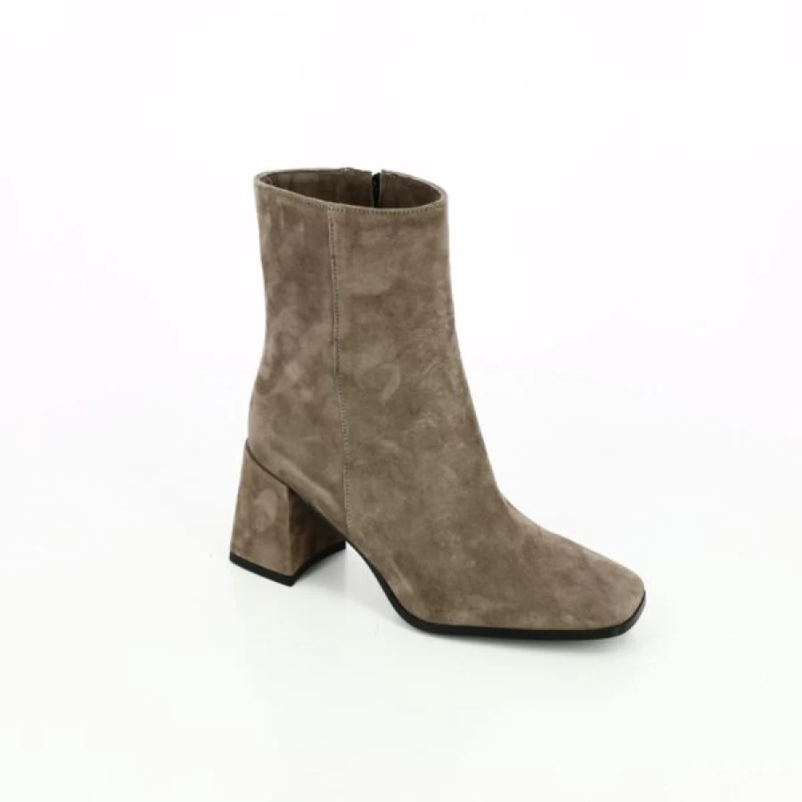 Kevin Lauro Ankle Boots for Women - Taupe Suede Chunky Heel Comfortable Casual Booties