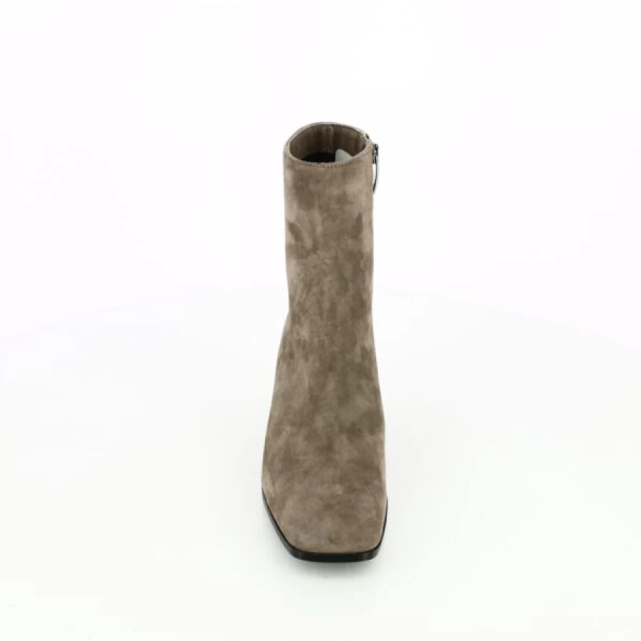 Kevin Lauro Ankle Boots for Women - Taupe Suede Chunky Heel Comfortable Casual Booties