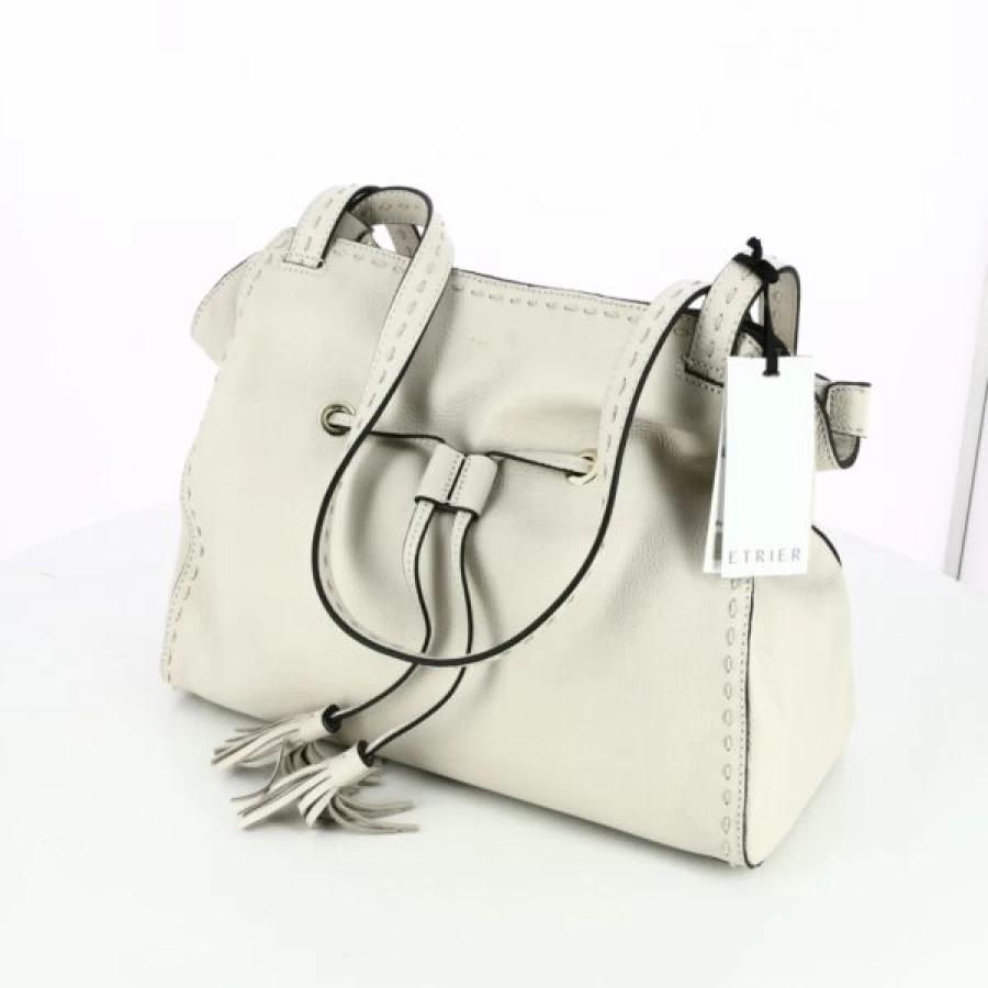 Kevin Etrier Leather Handbag for Women - Elegant Beige Tote Bag, Fashionable Shoulder Purse