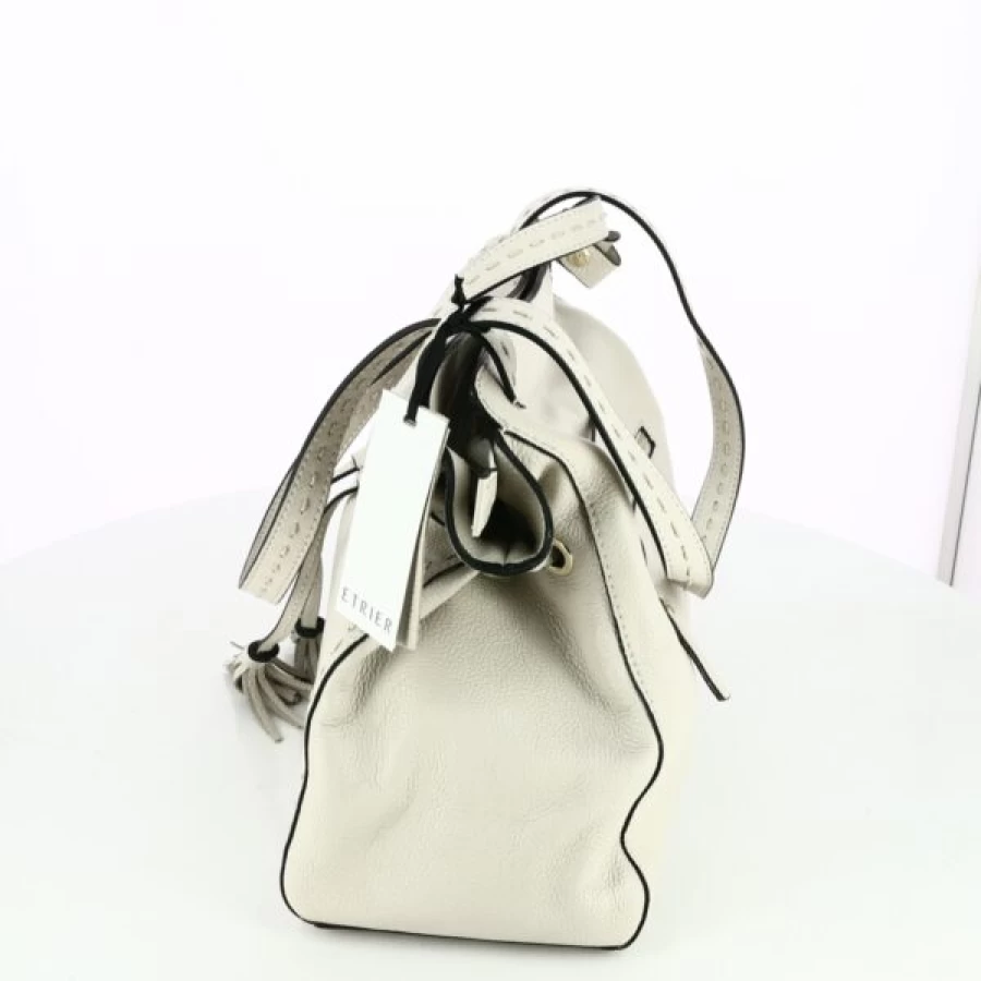 Kevin Etrier Leather Handbag for Women - Elegant Beige Tote Bag, Fashionable Shoulder Purse