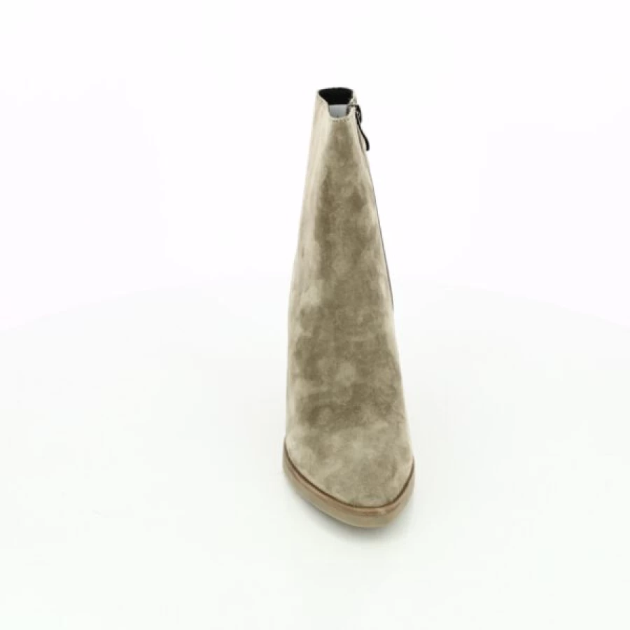 Kevin Lauro Ankle Boots for Women - Taupe Suede Chunky Heel Comfortable Casual Booties