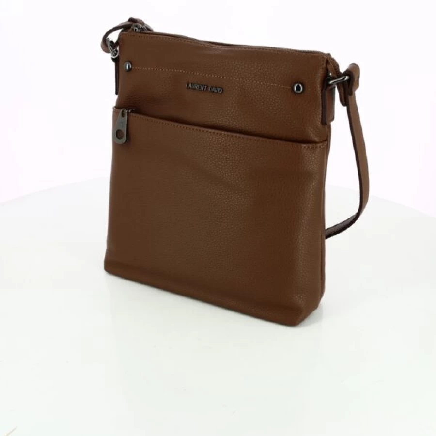 Kevin Taupe Leather Handbag for Women - Laurent David Style Elegant Shoulder Bag