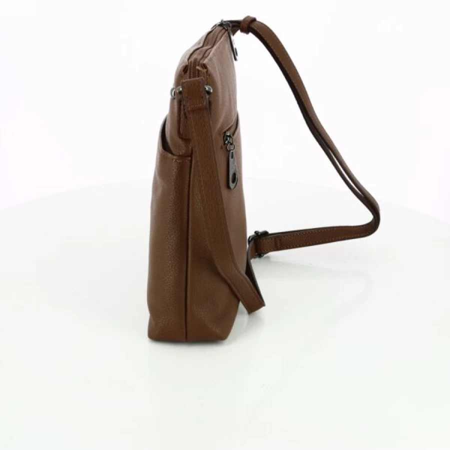 Kevin Laurent David Style Genuine Leather Cognac Handbags for Women