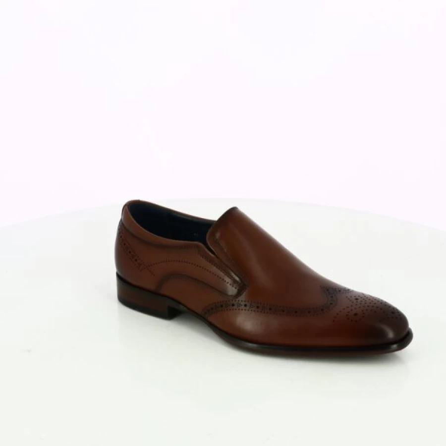Kevin Men's Cognac Leather Cypres Loafers - Handcrafted Moccasin Style Slip-On Shoes