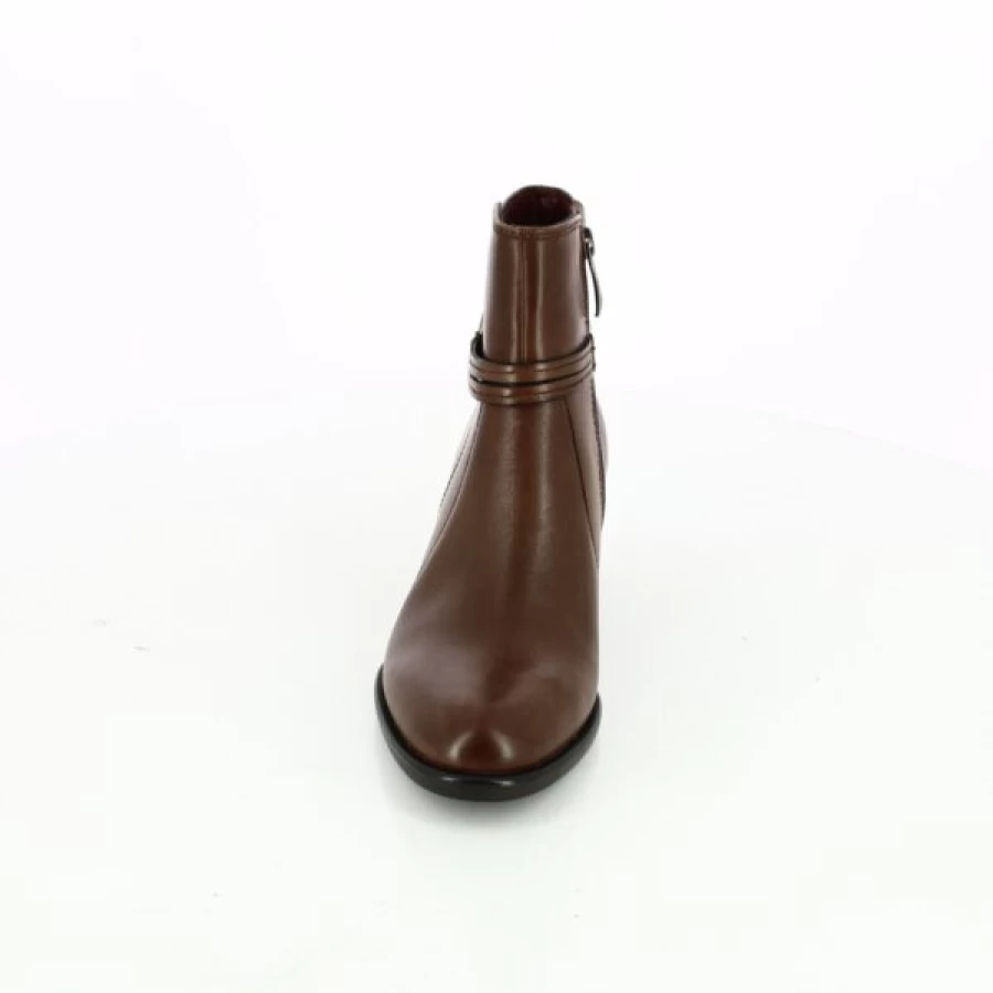 Kevin Women's Cognac Leather Ankle Boots - Stylish & Comfortable Low Heel Booties