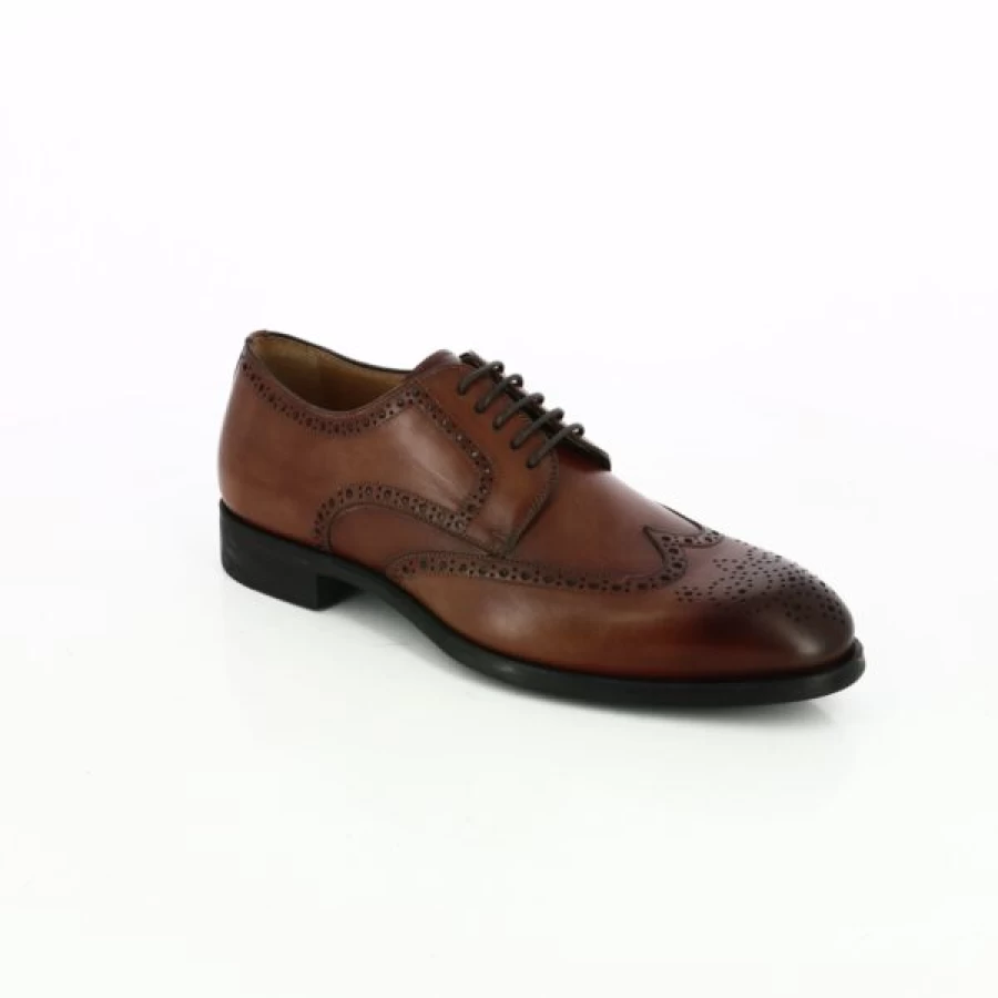 Kevin Cognac Leather Lace-up Dress Shoes for Men - Classic Formal Oxford Style