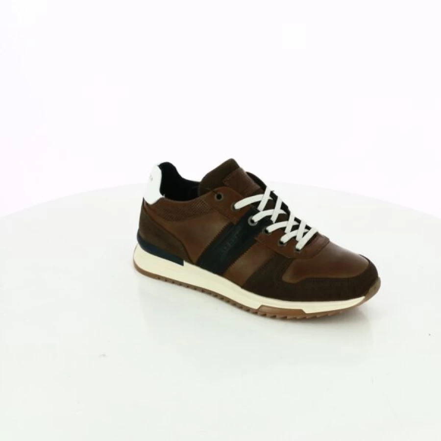 Kevin Cognac Leather Sneakers for Men - Bullboxer Style Casual Shoes