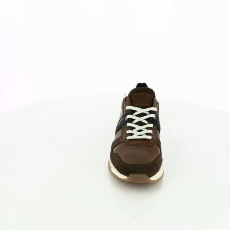 Kevin Cognac Leather Sneakers for Men - Bullboxer Style Casual Shoes