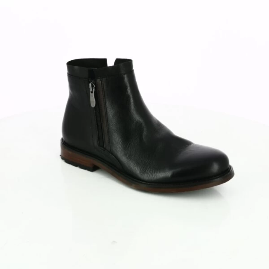 Kevin Black Leather Ankle Boots for Men - Stylish Casual & Comfortable Booties