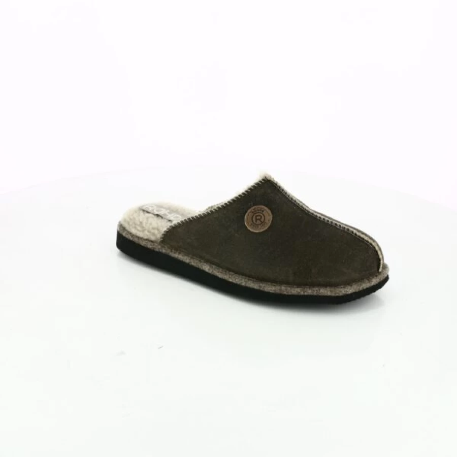 Kevin Men's Brown Leather Slippers - Comfortable Rohde Style Indoor/Outdoor Slides
