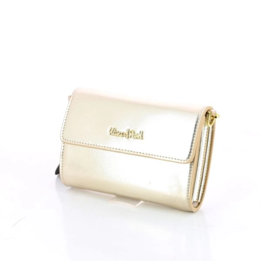 Kevin Gold-Toned Pearl Accent Handbag - Elegant Clutch for Women