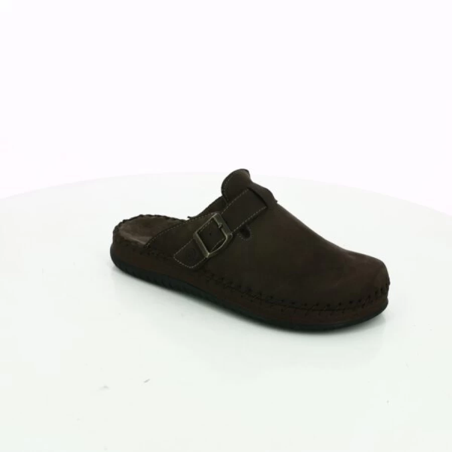 Kevin Men's Comfortable Brown Leather Slippers - Soft Indoor & Outdoor Slides