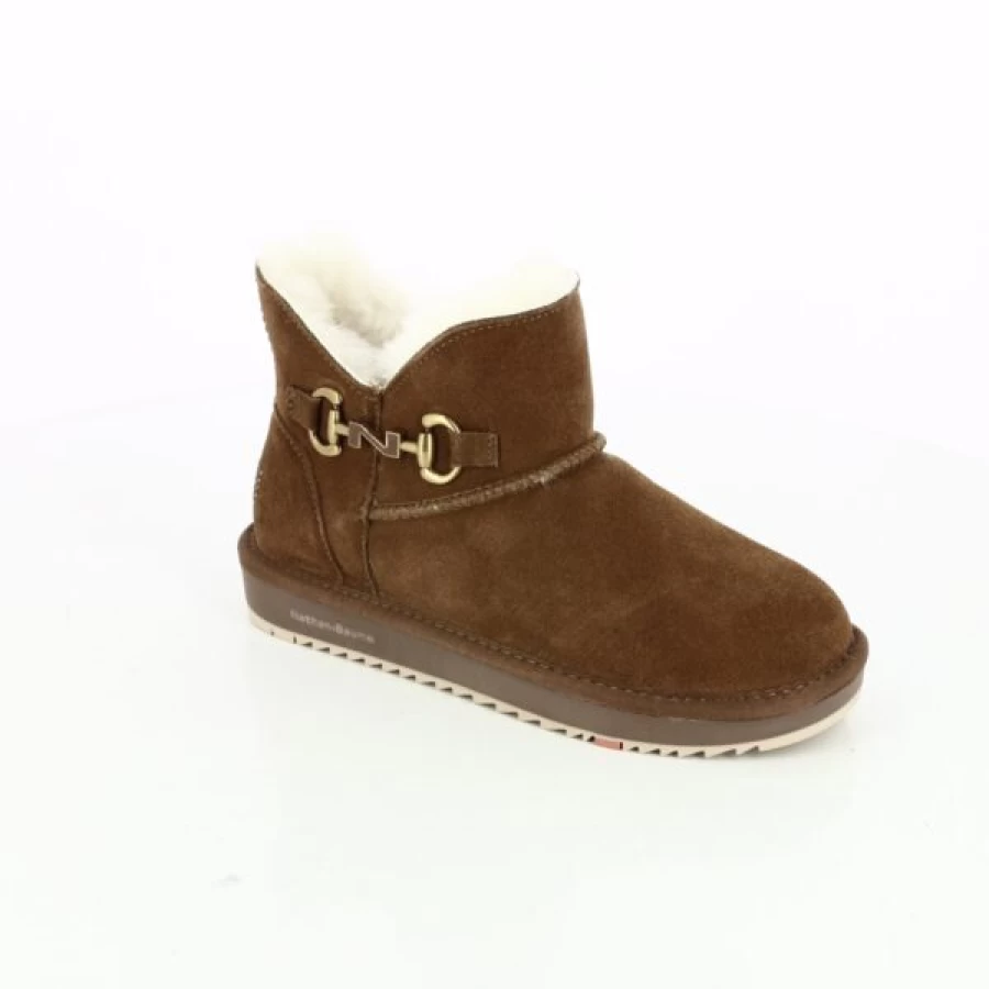 Kevin Ankle Boots for Women - Cognac Leather Mid-Calf Boots Fashion Comfortable Slip-On
