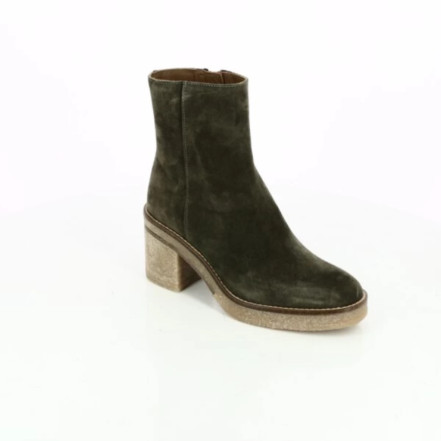 Kevin Women's Alpe Ankle Boots - Green Leather Casual Booties for Women