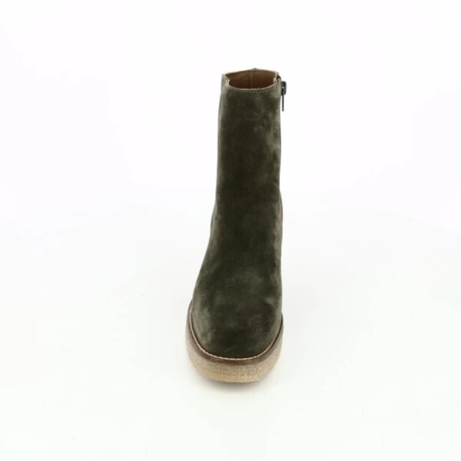 Kevin Women's Alpe Ankle Boots - Green Leather Casual Booties for Women