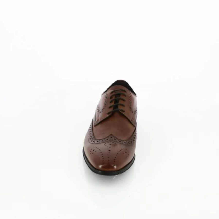 Kevin Men's Cognac Leather Lace-Up Dress Shoes - Classic Formal Oxfords for Wedding & Business