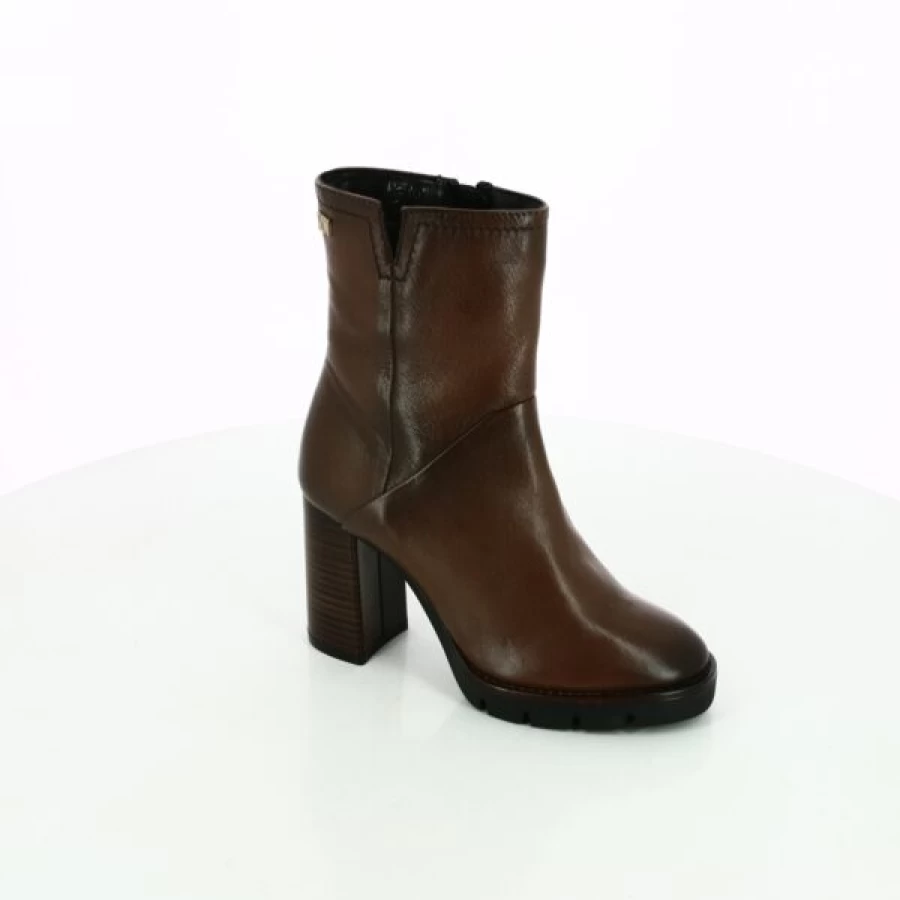 Kevin Cognac Leather Ankle Boots for Women - Stylish Comfortable Mid-Calf Booties