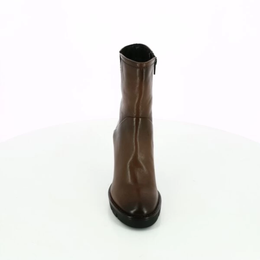 Kevin Cognac Leather Ankle Boots for Women - Stylish Comfortable Mid-Calf Booties