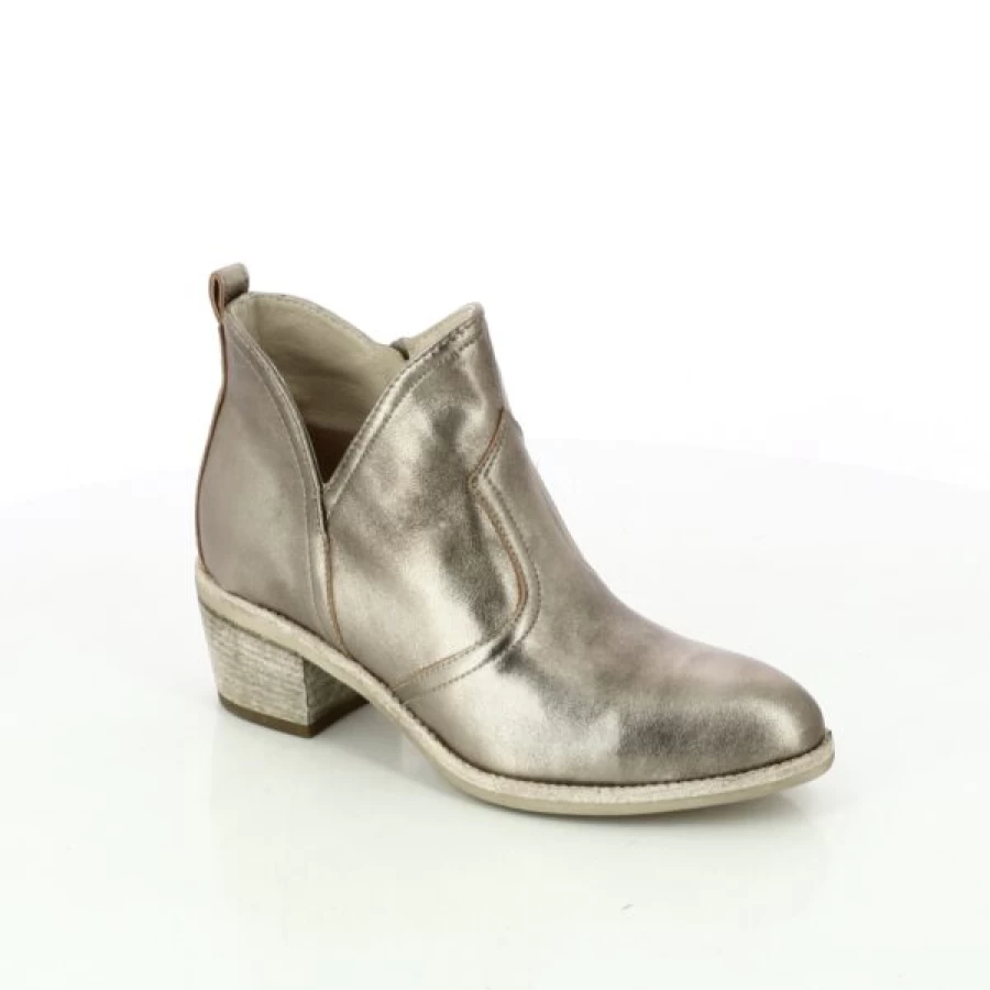 Kevin Women's Bronze Ankle Boots - Stylish Leather Mid Heel Booties for Fall & Winter