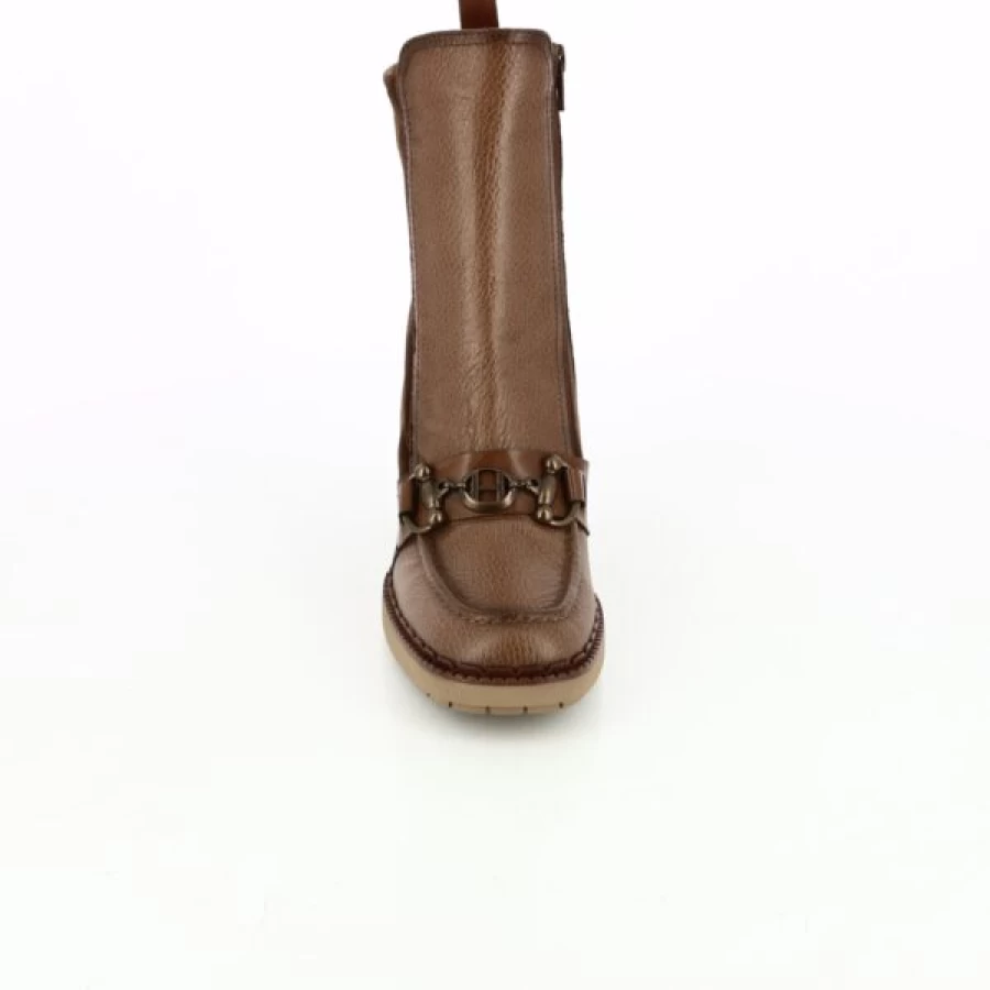 Kevin Cognac Ankle Boots for Women - Stylish Leather Mid Heel Booties