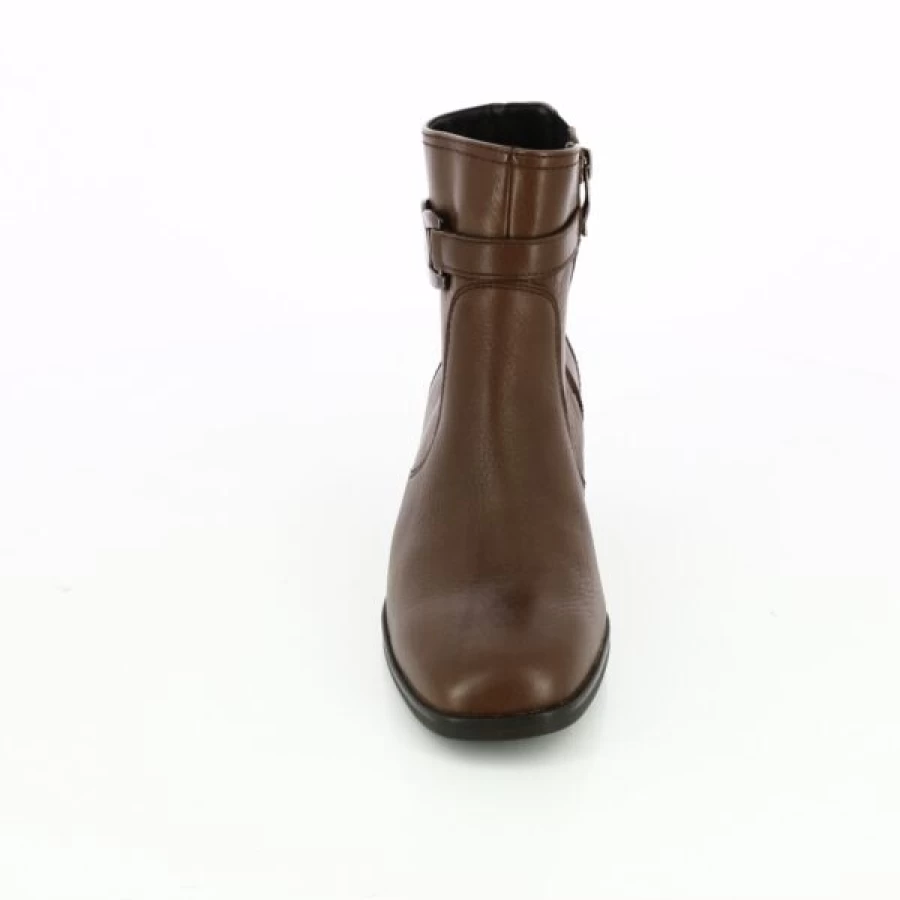 Kevin Women's Cognac Leather Ankle Boots - Stylish Ara Mid Heel Booties for Fall & Winter