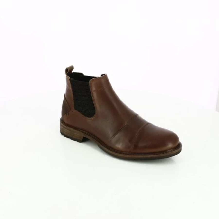 Kevin Cognac Leather Bullboxer Boots - Stylish Men's Ankle Boots for Casual Wear