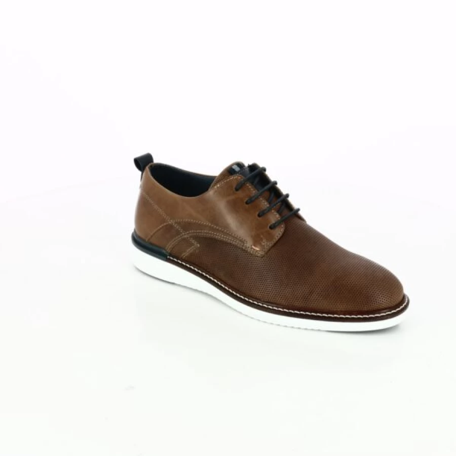 Kevin Rapid Soul Cognac Leather Lace-Up Casual Shoes for Men - Lightweight Comfortable Walking Sneakers