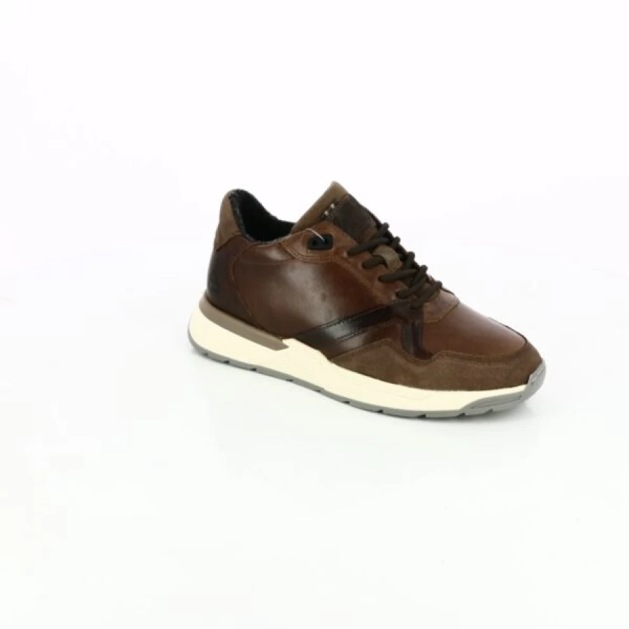 Kevin Cognac Leather Sneakers for Men - Bullboxer Style Casual Shoes