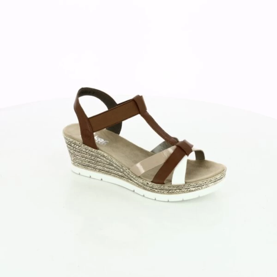 Kevin Cognac Leather Sandals for Men & Women | Comfortable Slip-On Rieker Style