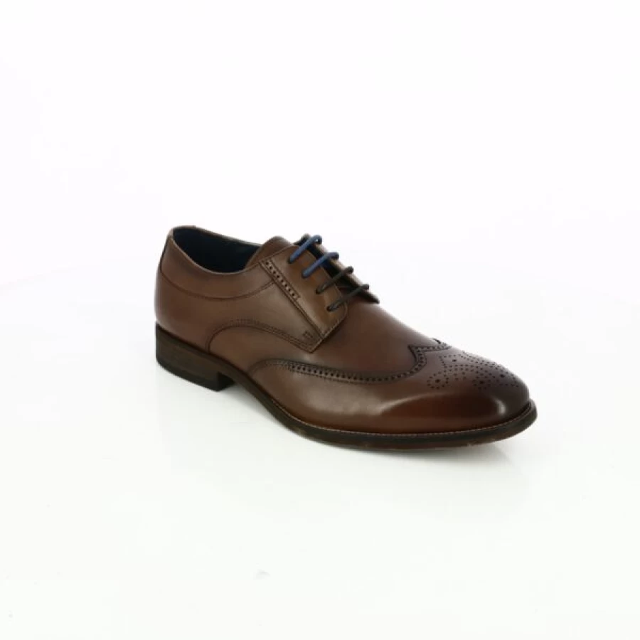 Kevin Cognac Leather Lace-Up Shoes Handmade Cypres Style Men's Footwear