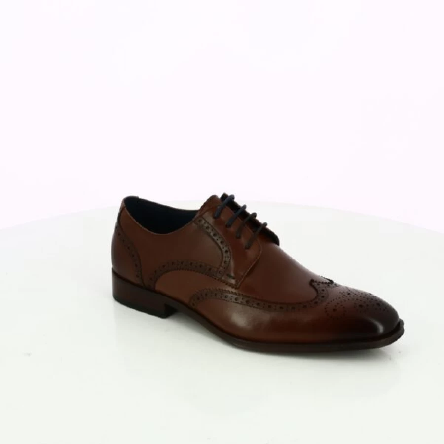 Kevin Cognac Brown Leather Lace-Up Dress Shoes for Men - Premium Cypres Style Formal Footwear