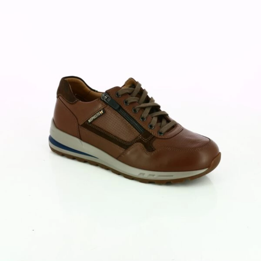Kevin Cognac Leather Sneakers - Men's Casual Shoes Comfortable Walking Baskets