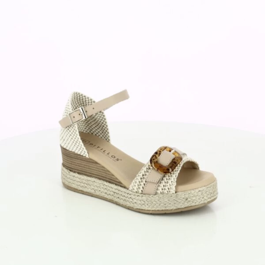 Kevin Women's Beige Pitillos Sandals - Comfortable Strappy Flat Summer Shoes