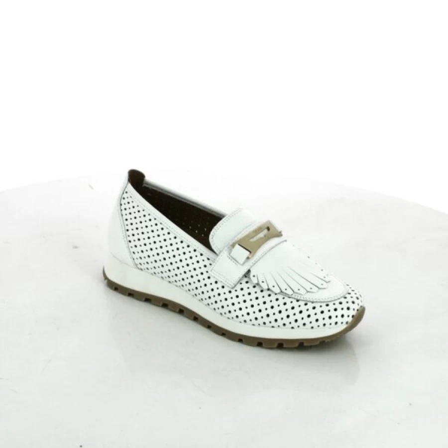 Kevin White Loafers - Classic Moccasin Style for Men & Women