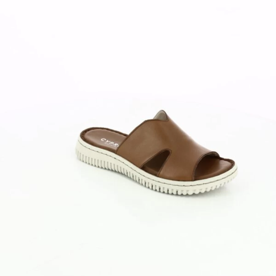 Kevin Handmade Genuine Leather Cypress Slippers in Rich Cognac Brown - Premium Comfort House Shoes for Men & Women