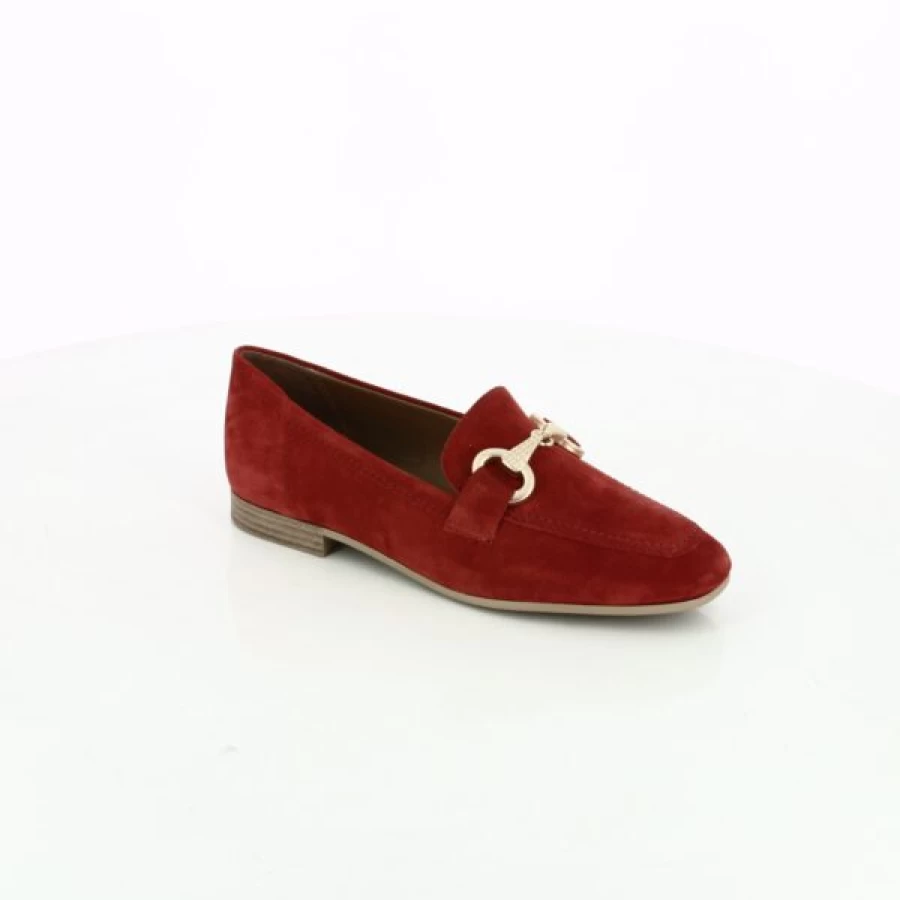 Kevin Women's Red Leather Loafers - Comfortable Moccasins Slip-On Shoes