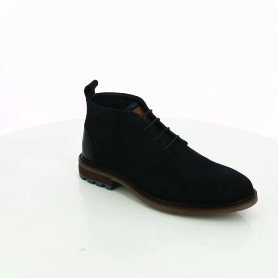 Kevin Blue Leather Ankle Boots for Men - Stylish Casual Bottines Chelsea Boots Waterproof Comfortable