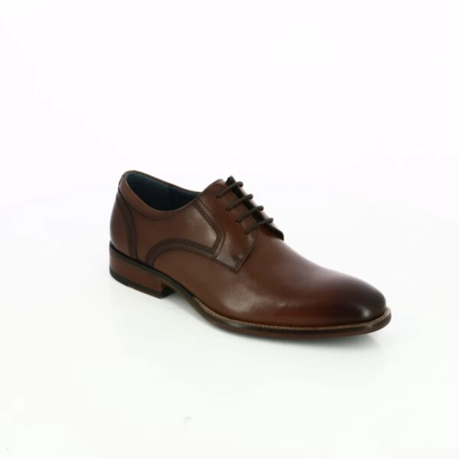 Kevin Cognac Leather Lace-Up Dress Shoes for Men - Premium Cypres Style Formal Footwear