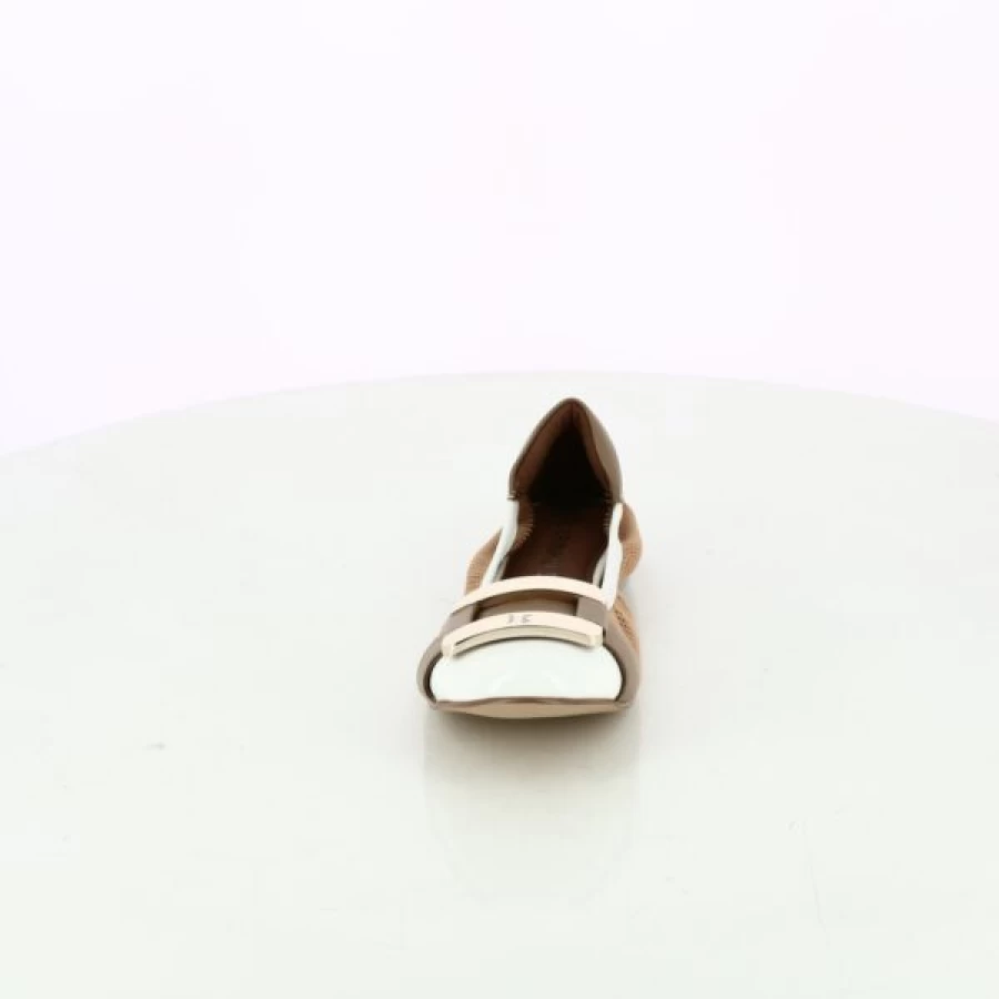 Kevin Cognac Crinkle Ballerina Flat Shoes for Women