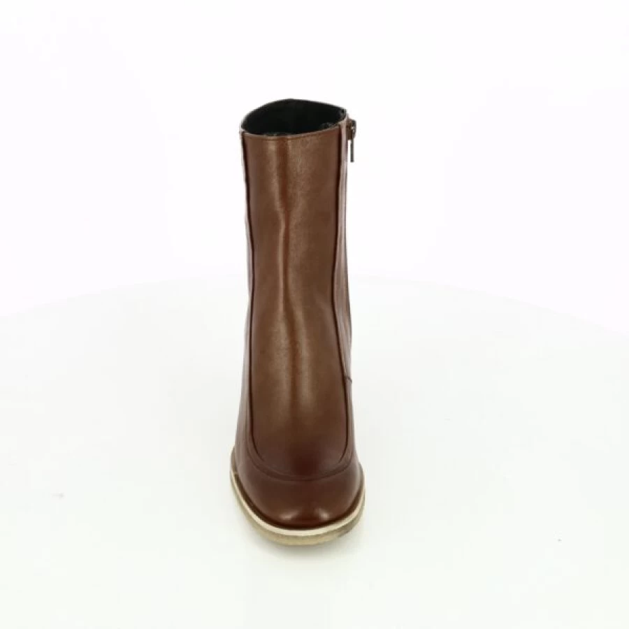Kevin Cognac Leather Ankle Boots for Women - Stylish Zinda Design Comfortable Heel