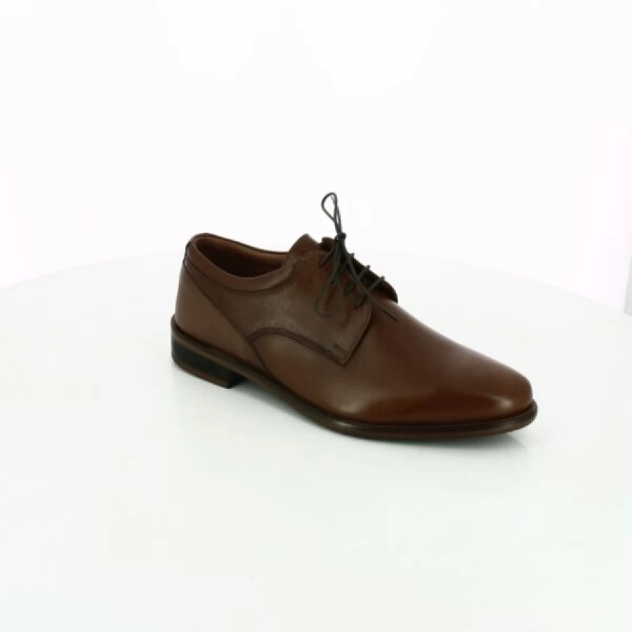 Kevin Ambiorix Cognac Leather Lace-Up Dress Shoes for Men