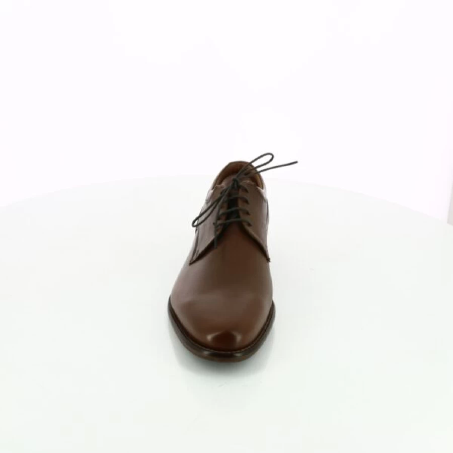 Kevin Ambiorix Cognac Leather Lace-Up Dress Shoes for Men