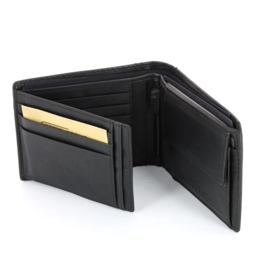 Kevin Genuine Leather Men's Wallet - Slim Bifold RFID Blocking Wallet for Men - Premium Black Leather Wallet