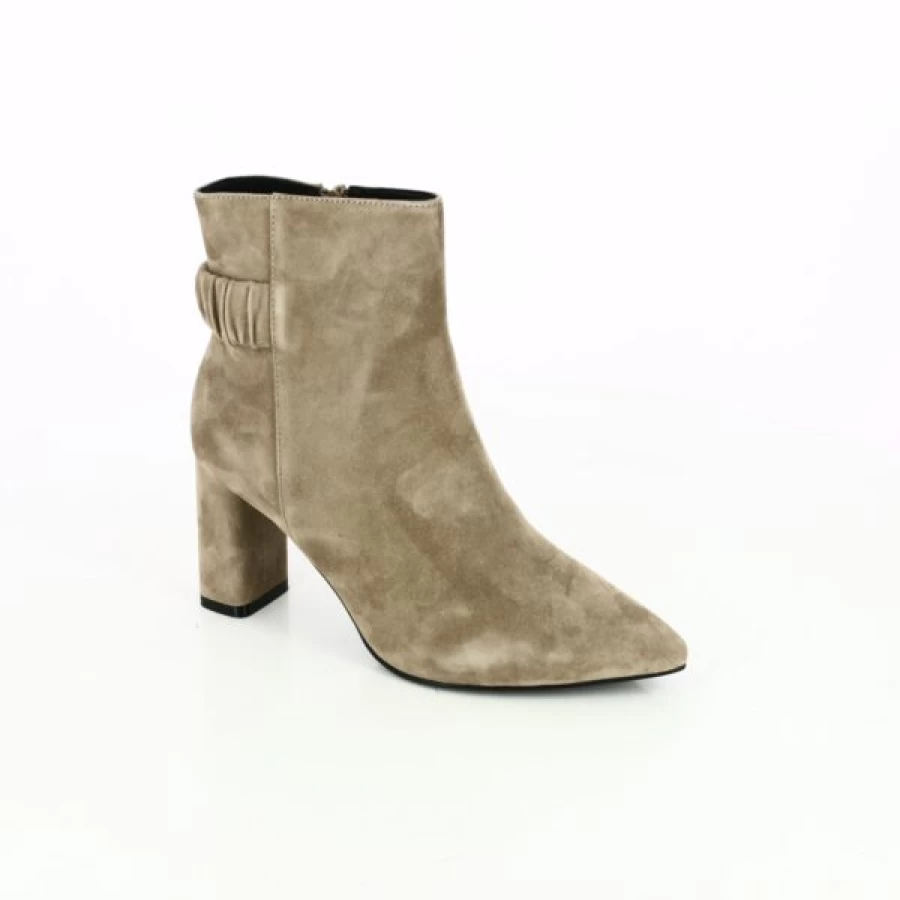 Kevin Lauro Ankle Boots for Women - Beige Leather Mid Heel Comfortable Casual Shoes
