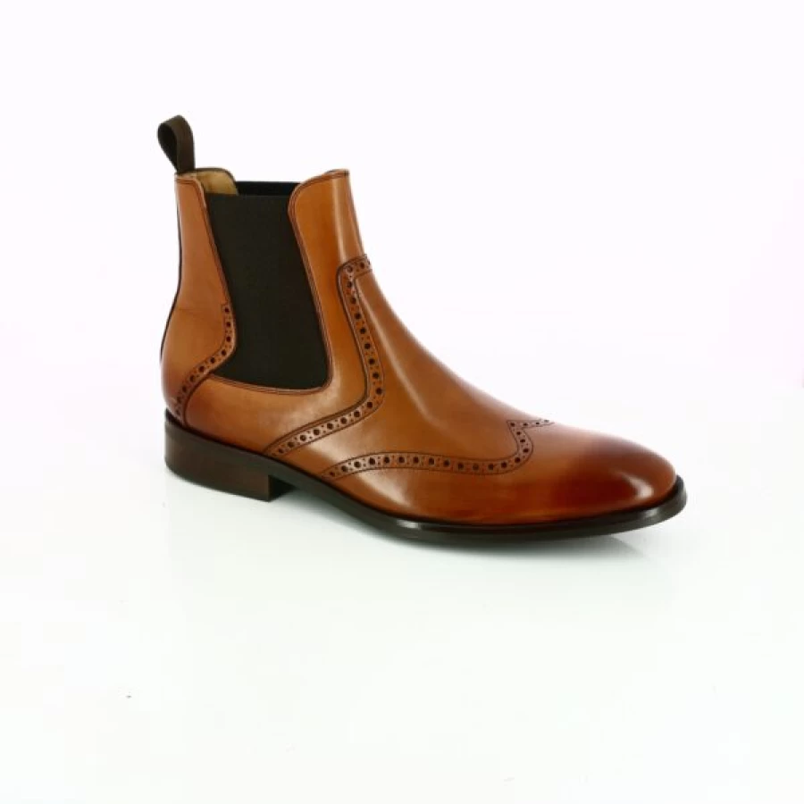 Kevin Cognac Leather Ankle Boots for Women - Valdorini Style Comfort Booties