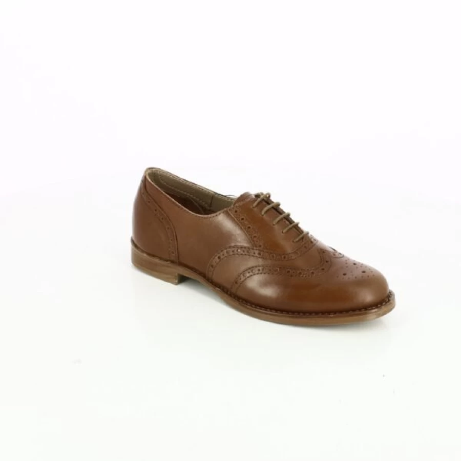 Kevin Women's Cognac Leather Lace-Up Shoes - Elegant Casual Footwear