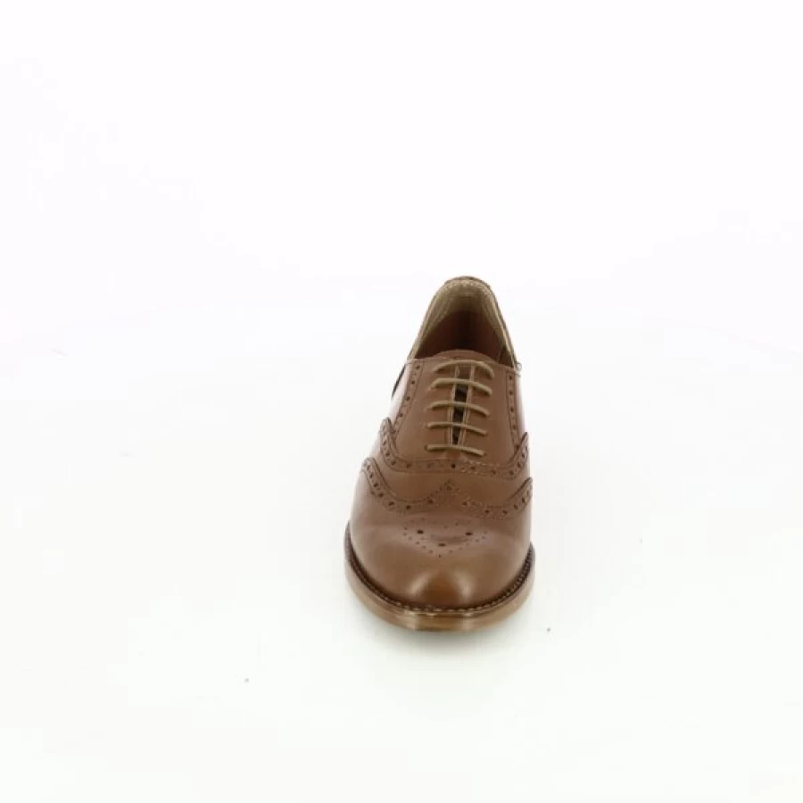 Kevin Women's Cognac Leather Lace-Up Shoes - Elegant Casual Footwear