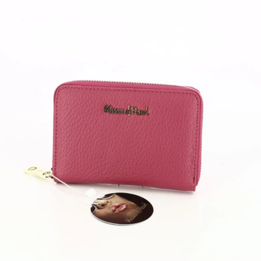 Kevin Fuchsia Pearl Kisses Women's Wallet - Elegant Designer Clutch with Pearl Accents